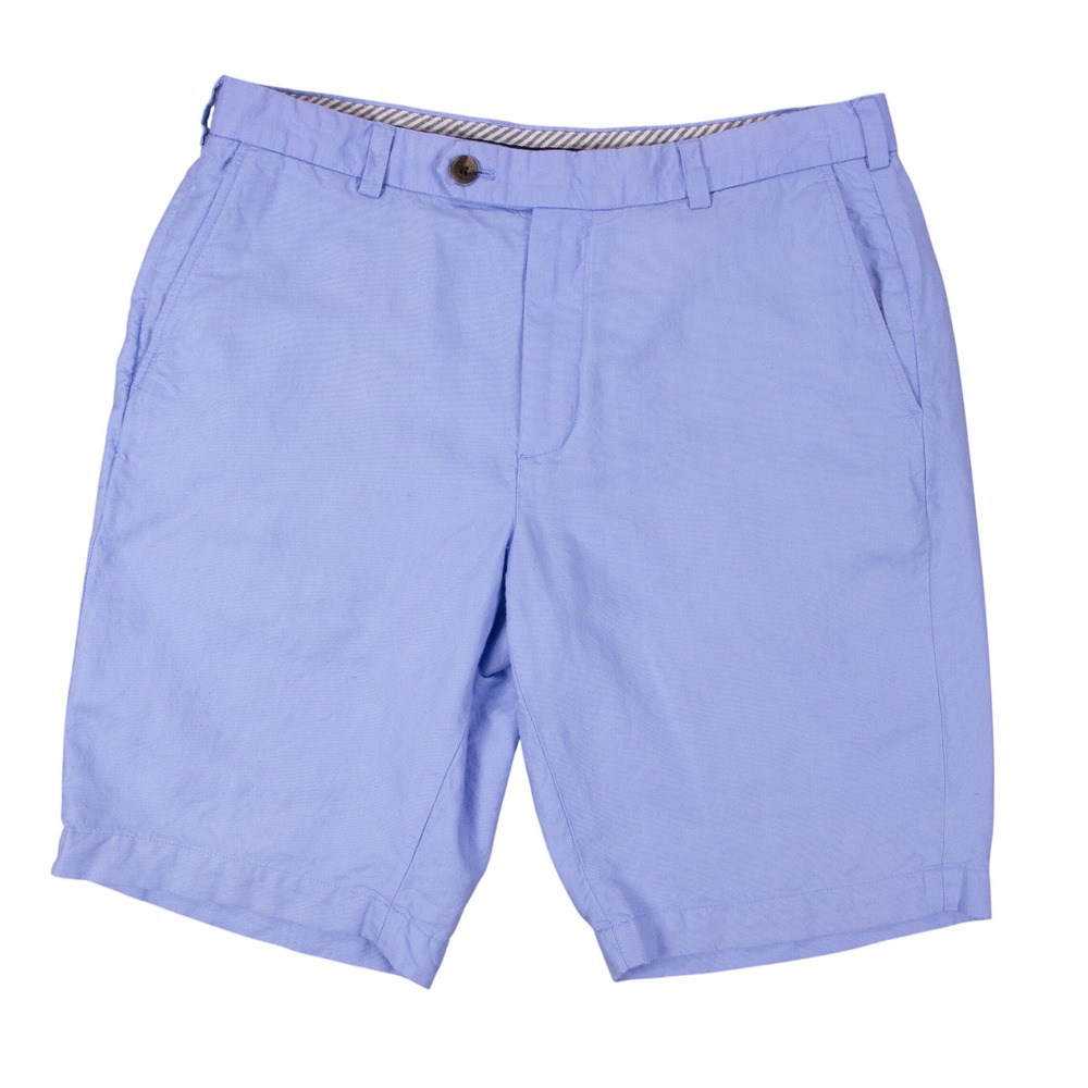 Brooks Brothers Baird McNutt Irish Linen Cotton Shorts Mens 35 Blue‎ Flat Front